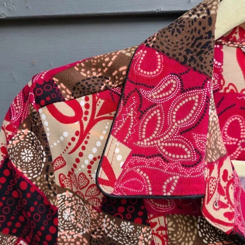 Christopher & Banks Red Brown Patchwork Lightweight Jacket Medium
